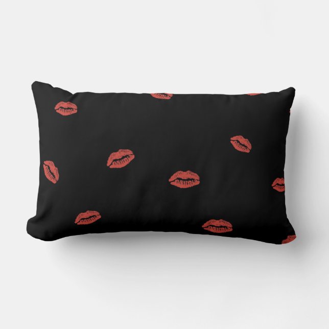 Rectangle Coussin rouge de baiser de lèvres (Recto)