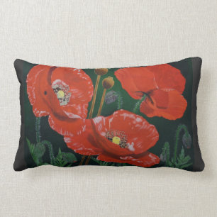 Rectangle Coussin rouge de pavots
