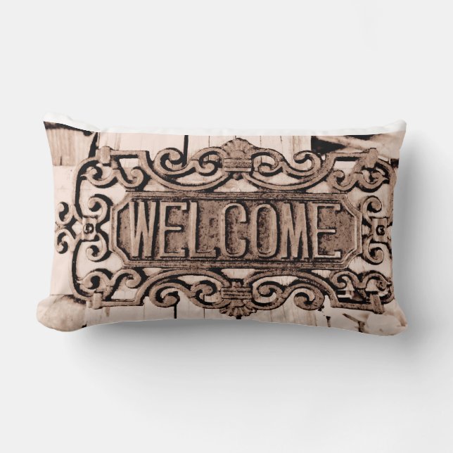 Rectangle Coussin rustique d'accueil d'impression (Recto)