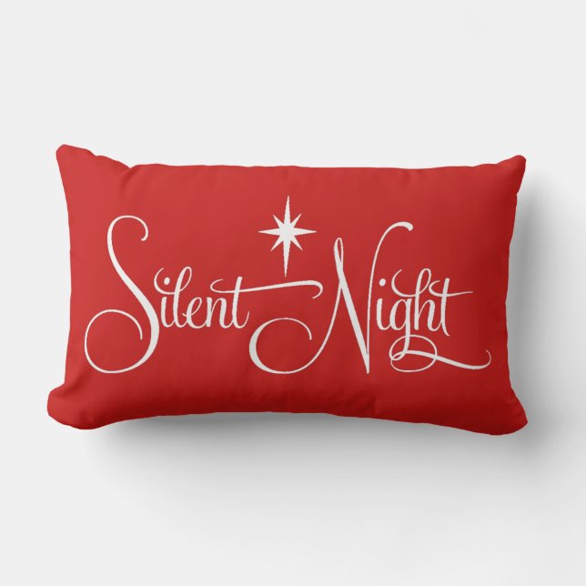 Rectangle Coussin silencieux rouge et blanc de Noël de nuit (Recto)