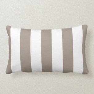 Rectangle Coussin Taupe et White Wide Strier