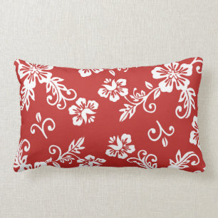 Rectangle Coussin tropical rouge d'impression