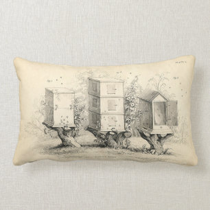 Rectangle Coussin vintage de ruche d'abeille