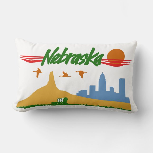 Rectangle Coussin vintage du Nébraska (Recto)
