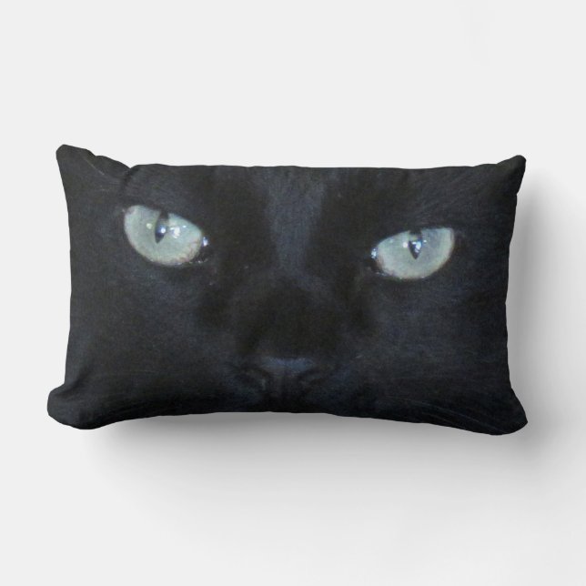 Rectangle Coussin - Yeux verts du chat noir (Recto)