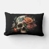 Crâne avec Rose oblong Coussin de coussin