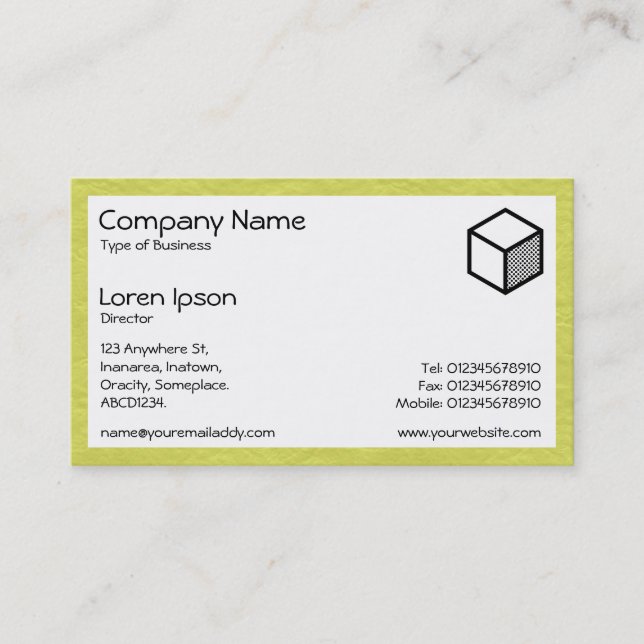 Rectangle - Creased Paper Yellow Business Card (Front)