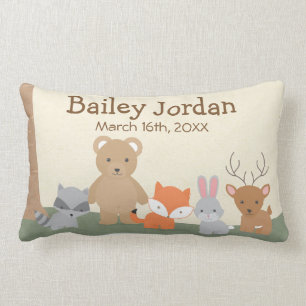 Rectangle Cute Woodland Animaux Lumbar Coussin