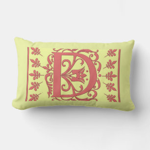 Rectangle D COUSSIN INITIAL - Rose D sur Arrière - plan JAUN