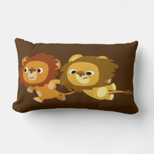 Rectangle De mignons lions caricaturaux en Coussin pressé