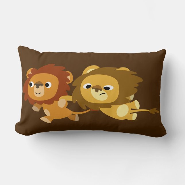 Rectangle De mignons lions caricaturaux en Coussin pressé (Recto)