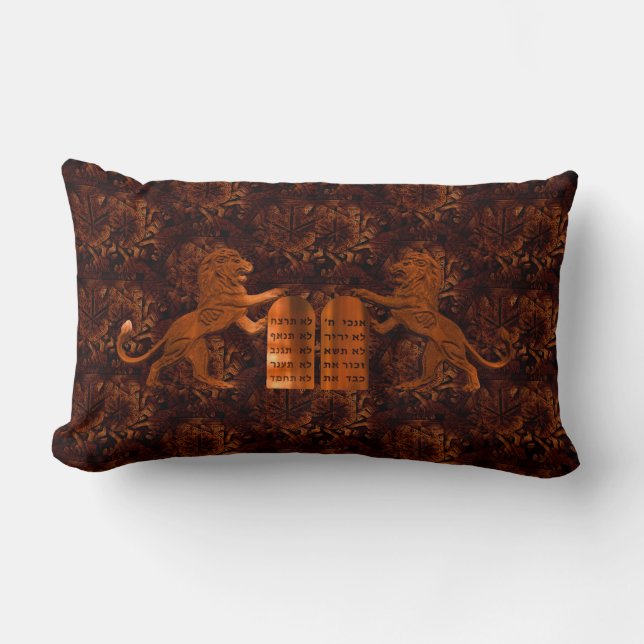 Rectangle Dix commandements et Lions Lumbar Coussin (Recto)