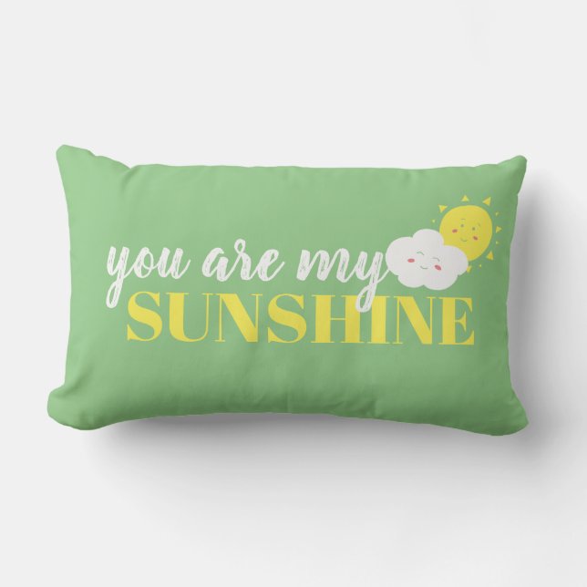 Rectangle Doodé Vous Êtes Mon Coussin Sunshine Vert Jaune (Recto)