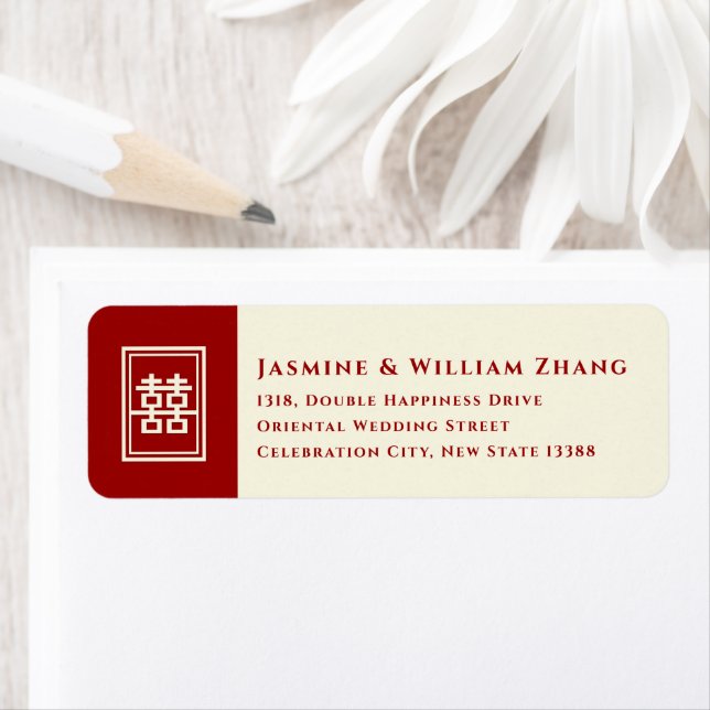 Rectangle Double Bonheur Mariage Classique Chinois (En situation)