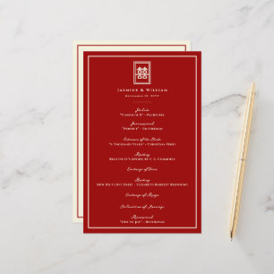 Rectangle Double Happiness Chinese Wedding Program