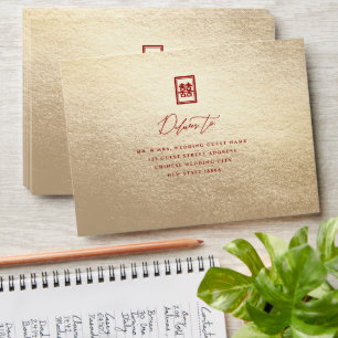 Rectangle Double Happiness Classic Chinese Wedding Envelope