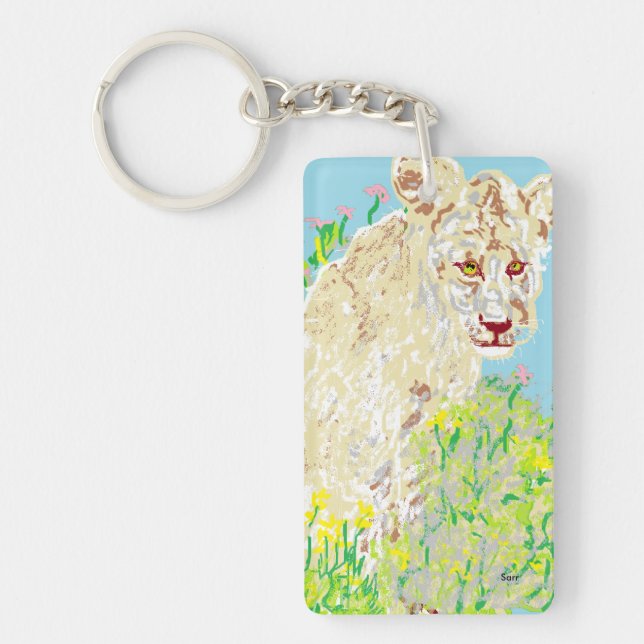Rectangle (double-sided) Keychain African Lion (Front)