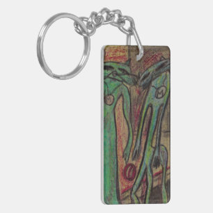 Rectangle (double-sided) Keychain"Chinese Cats" Keychain