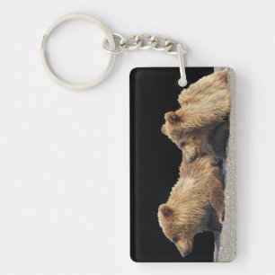 Rectangle (double-sided) Keychain w/ grizzly cubs