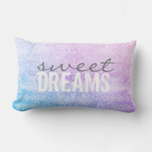 Rectangle doux rêves coussin citation sur le bleu pourpre mo