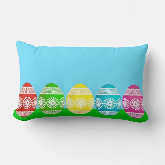Rectangle Easter oeuf mignon enfants coussin poudre bleu (Recto)
