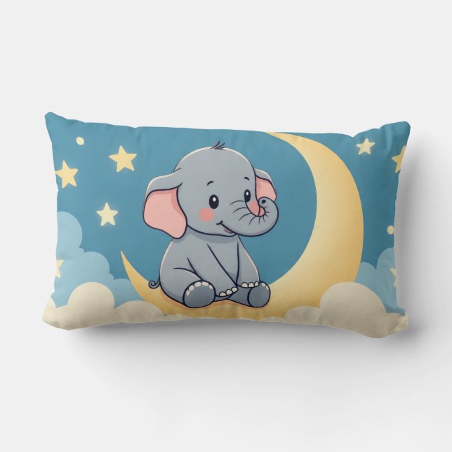 Rectangle Eléphant doux sur la Lune - Coussin pour enfants (Verso)
