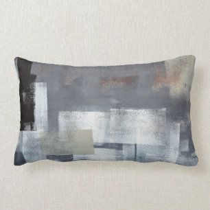 Rectangle "Empilez-le" coussin neutre d'art abstrait