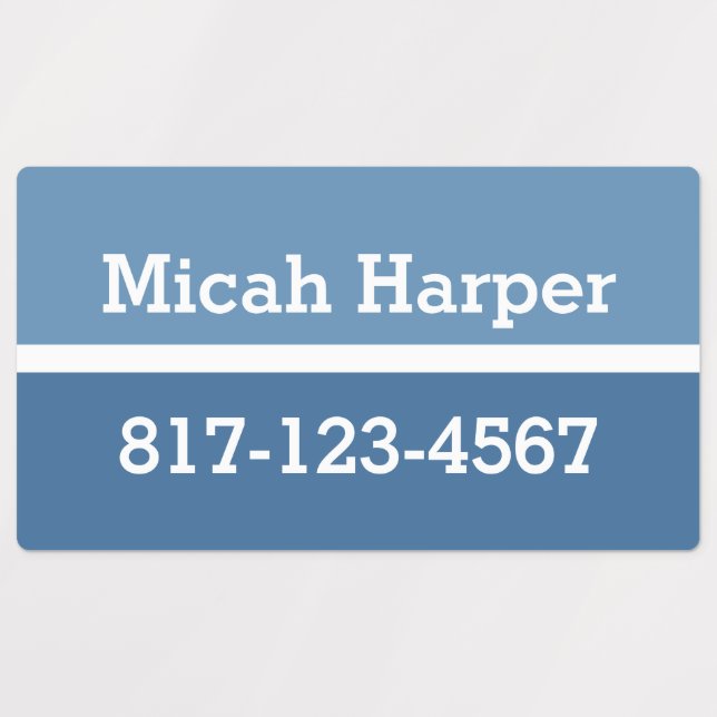 Rectangle Étiquette adhésif bleu bloc couleur (Design 1)