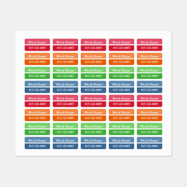 Rectangle Étiquette de vêtements en blocs multicol (Feuille)