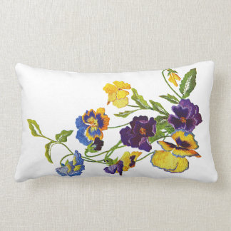 Rectangle Faux Broidery Pansy Coussin