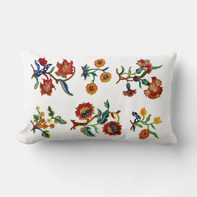 Rectangle Faux Jacobean Coussin de broderie (Recto)