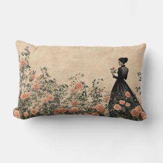 Rectangle Femme de l'époque victorienne en Coussin de jardin