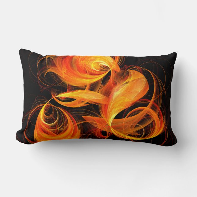 Rectangle Fireball Abstrait Lumbar Coussin (Recto)