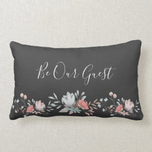 Rectangle Fleur aquarelle "Be Our Guest" Lumbar Coussin