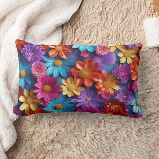 Rectangle Fleurs - Coussin Lombaire 33 cm x 53 cm (Couverture)