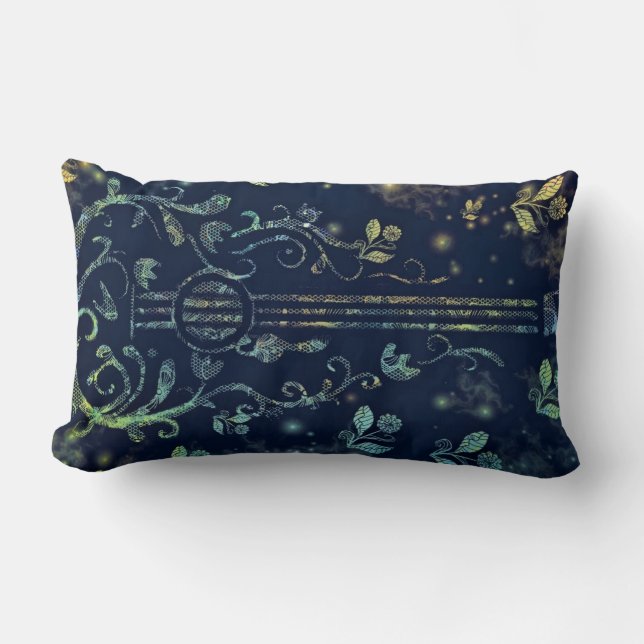 Rectangle Fleurs Guitare Lumbar Coussin (Recto)