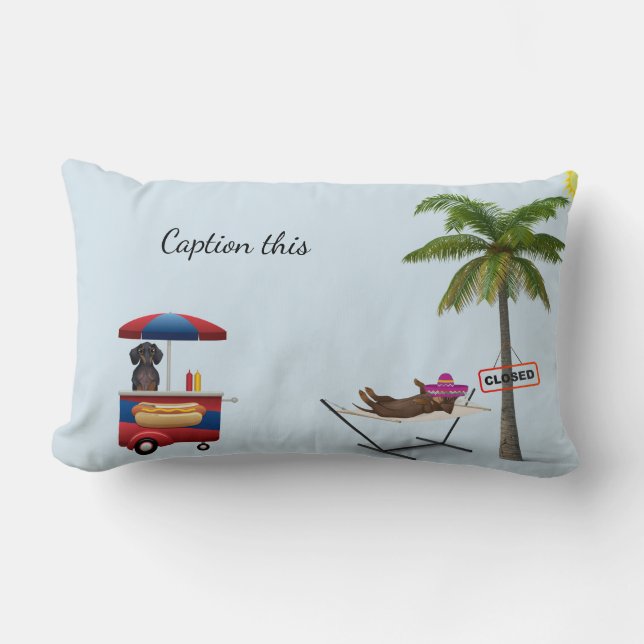 Rectangle Funny Hot Dog Dachshund Coussin Customisé (Recto)