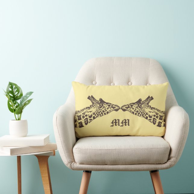 Rectangle Giraffes Pale Jaune Lumbar Coussin (Chaise)