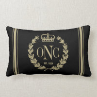 Golden Laurel Wreath Monogramme Logo Coussin