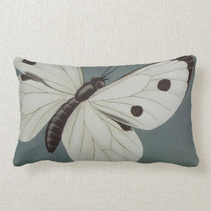 Rectangle Grand coussin lombaire bleu de papillon de