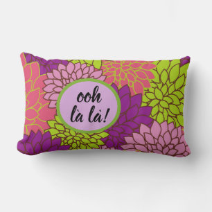 Rectangle Gras Floral Ooh la Lumbar Coussin Rose Ppl Vert