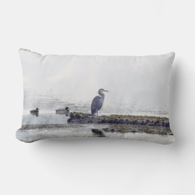 Rectangle Great Blue Heron & Ducks Wildlife Mojo Coussin (Recto)