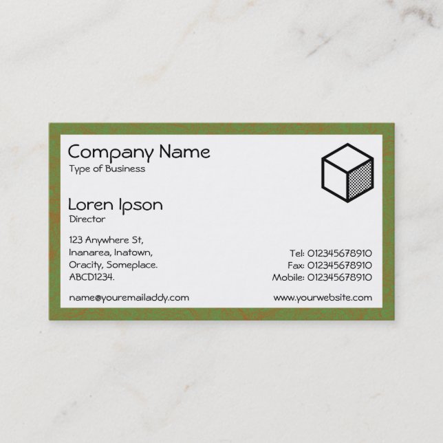 Rectangle - Green and Brown Stipple Business Card (Front)