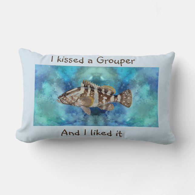 Rectangle Grouper Coussin Masculine Cadeau Papa Cadeau Pêche (Recto)