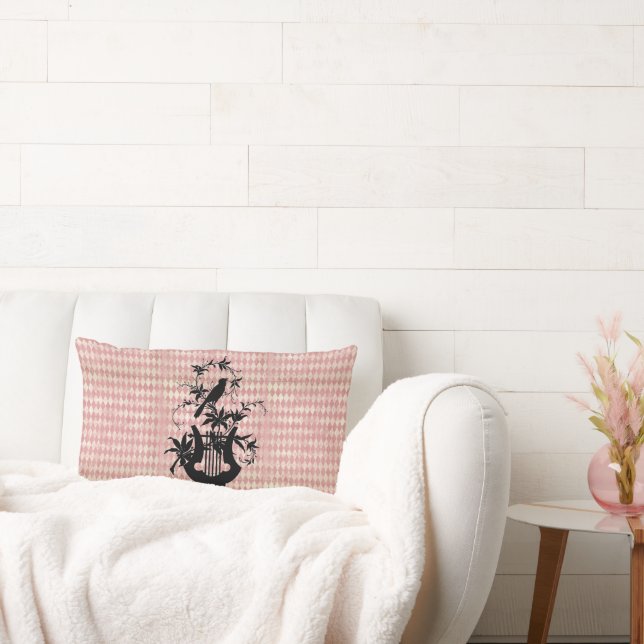 Rectangle Harp Bird & Coussin de diamant rose (Canapé)