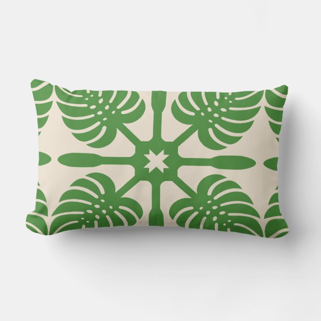 Rectangle HAWAIIAN QUILT COUSSIN - Monstera (Recto)