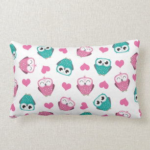 Rectangle Hiboux et coussin lombaire de coeurs