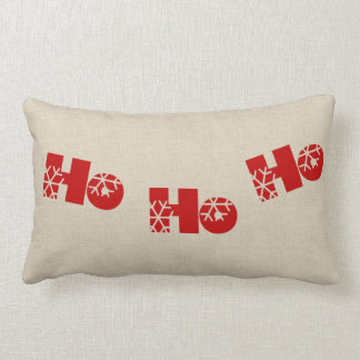 Rectangle Ho Ho Ho Christmas Lumbar Burlap Coussin