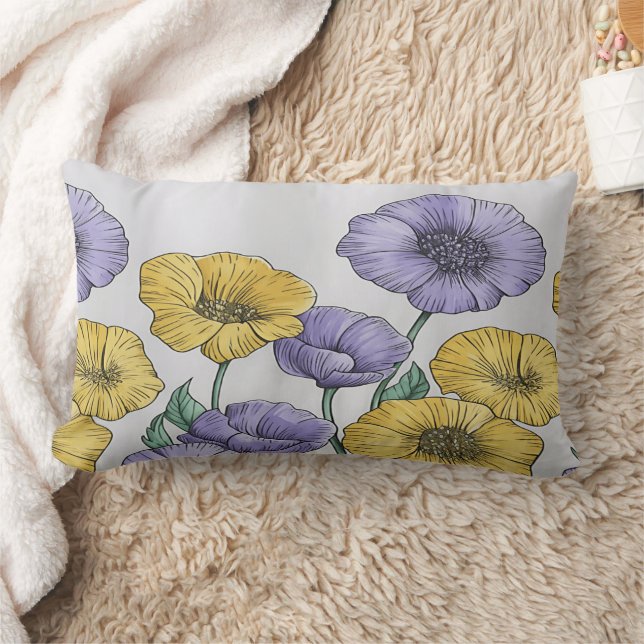 Rectangle Housse de coussin florale botanique – Main Purple  (Couverture)