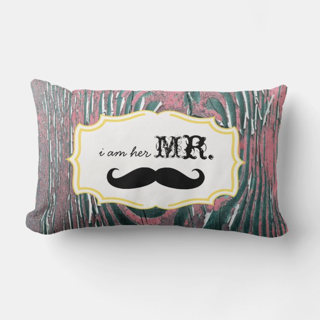 Rectangle Je suis elle M. Old Wood Mauve Coussin de Moustach (Recto)